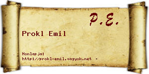 Prokl Emil névjegykártya